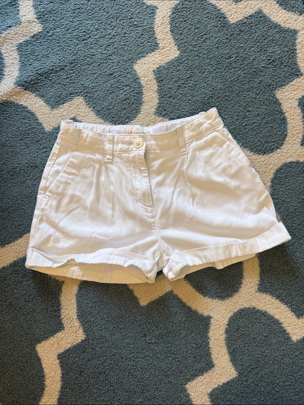 Crewcuts White Girls' Pleated Cotton Shorts